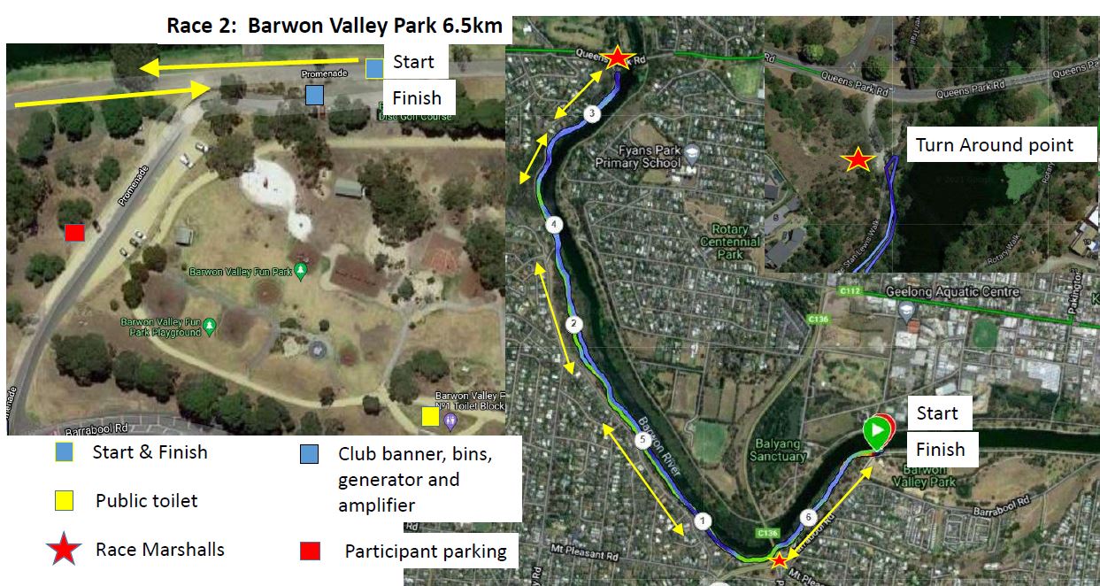 Barwon Valley Park 6.5km course map